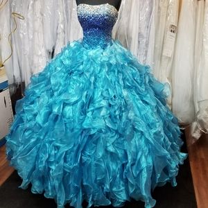 Metallic Turquoise Ballgown